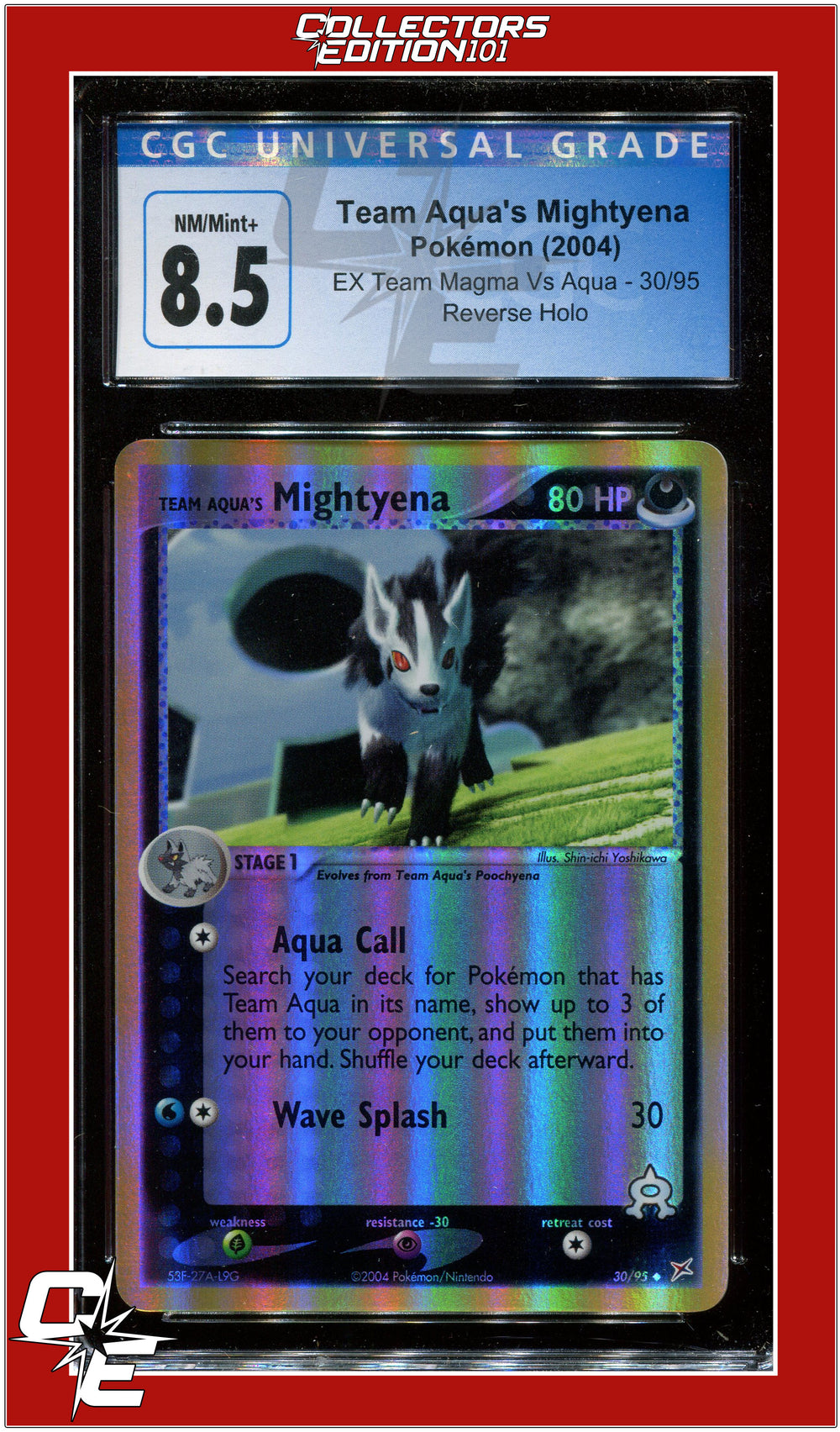 EX Team Magma vs Team Aqua Team Aqua's Mightyena Reverse Holo 30/95 CGC 8.5