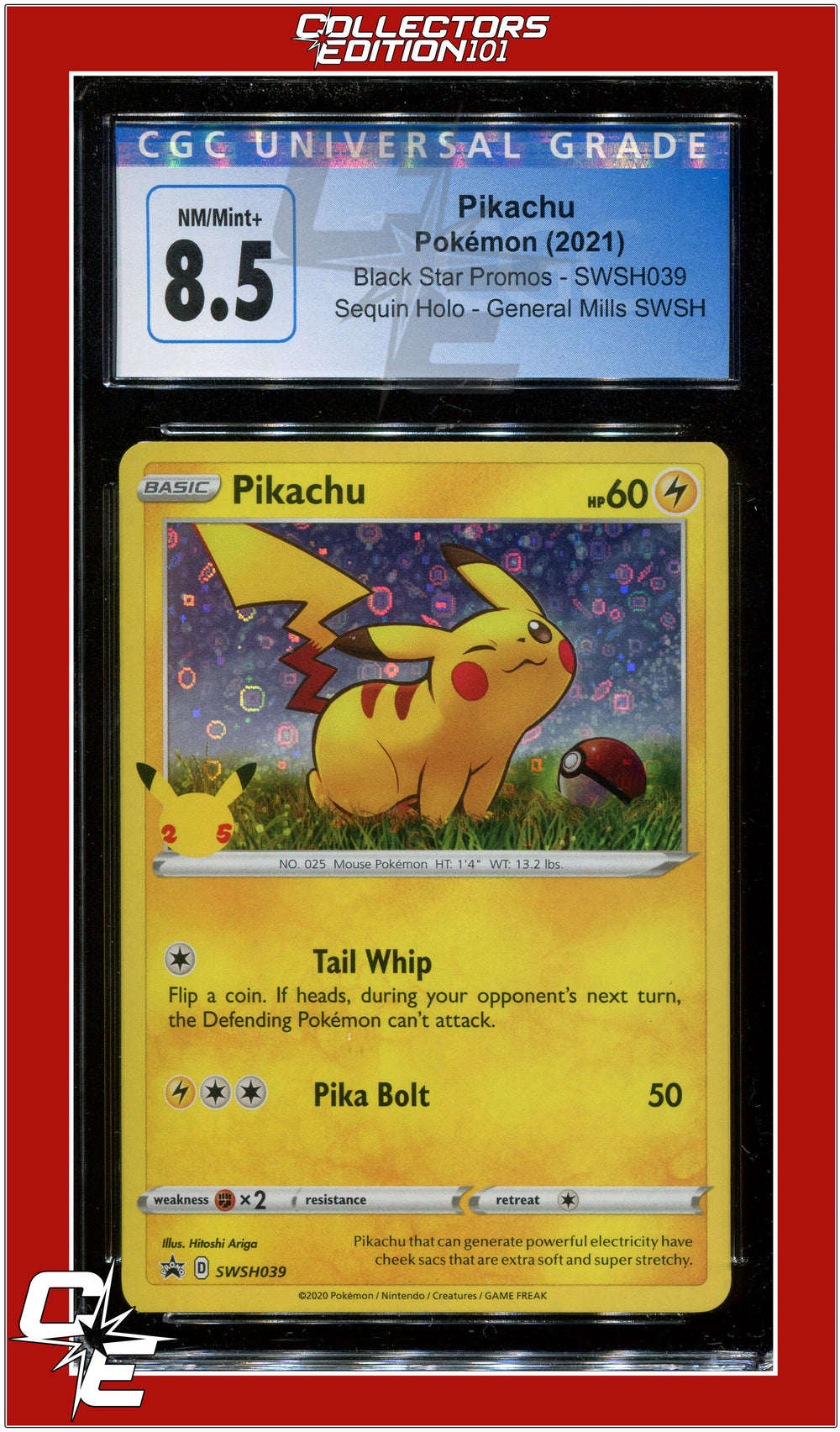 Black Star Promo Pikachu Sequin Holo SWSH039 CGC 8.5