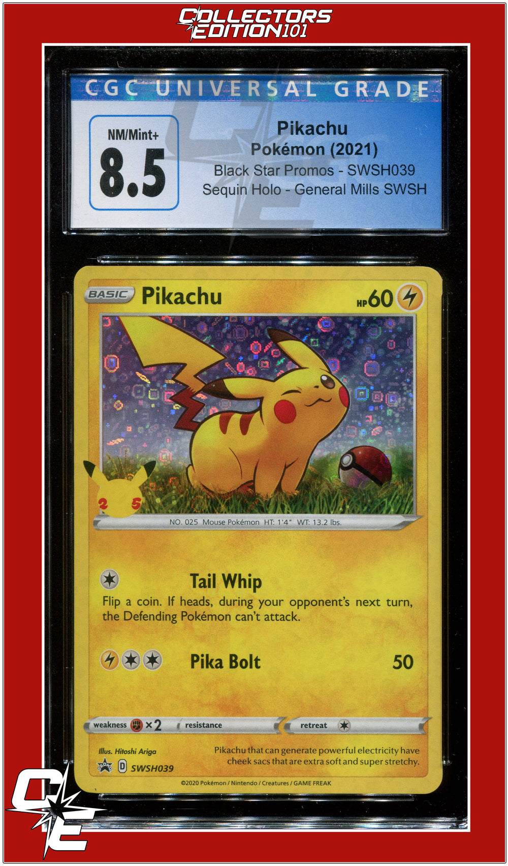 Black Star Promo Pikachu Sequin Holo SWSH039 CGC 8.5