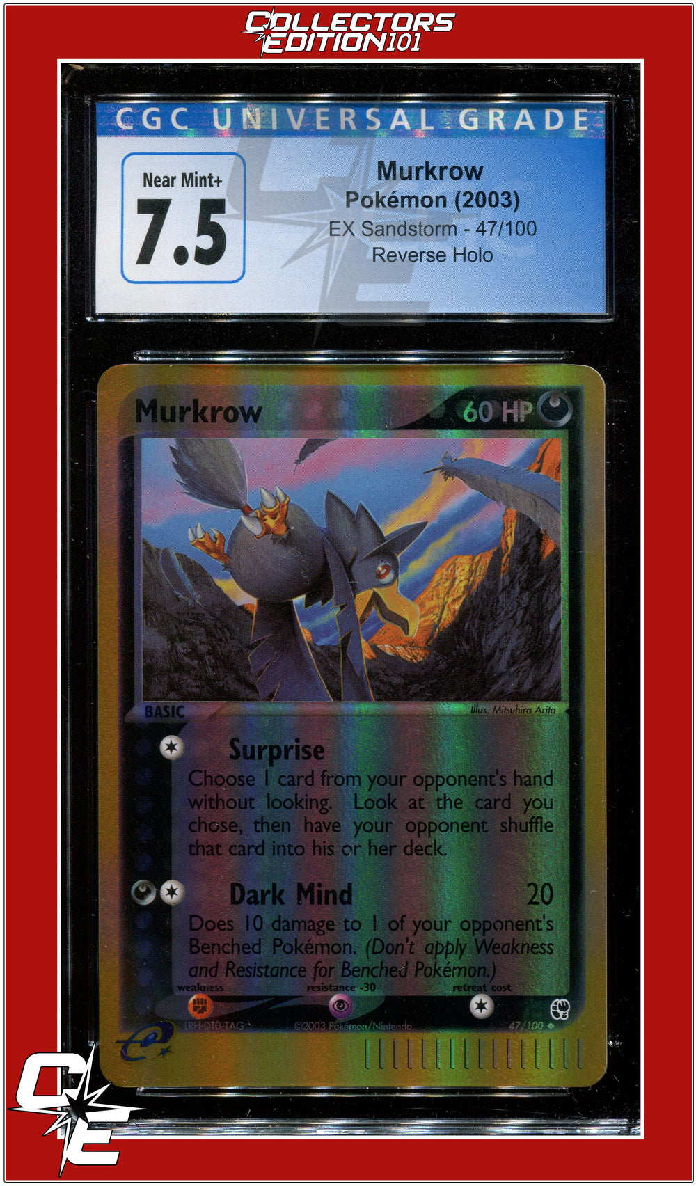 EX Sandstorm Murkrow Reverse Holo 47/100 CGC 7.5