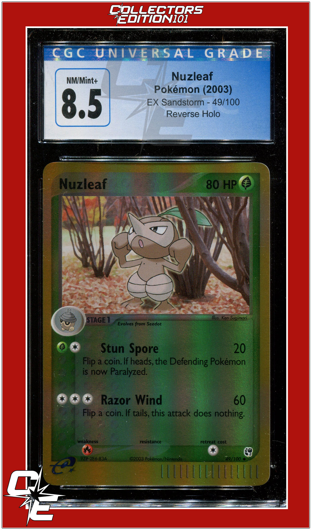 EX Sandstorm Nuzleaf Reverse Holo 49/100 CGC 8.5