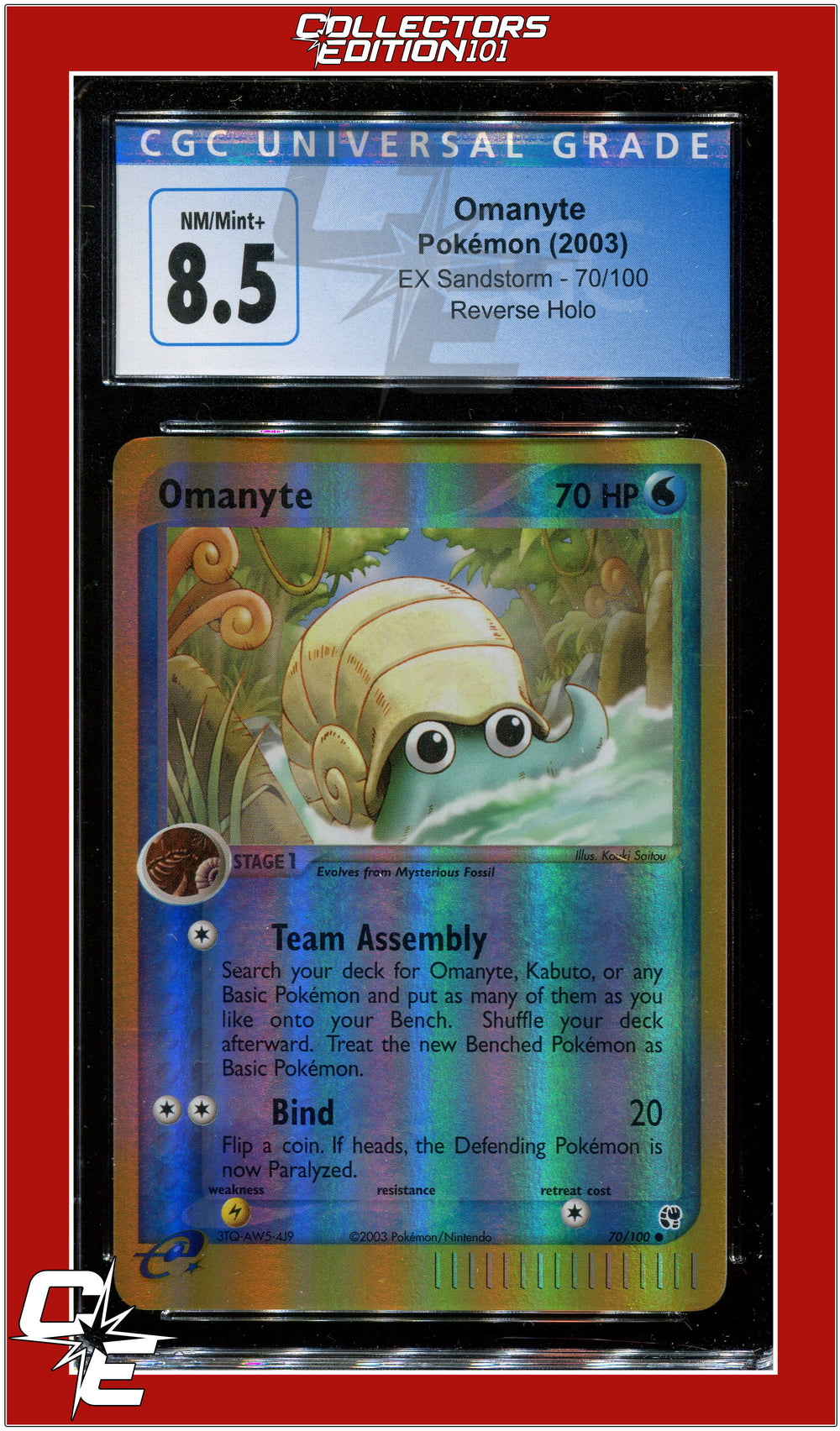 EX Sandstorm Omanyte Reverse Holo 70/100 CGC 8.5