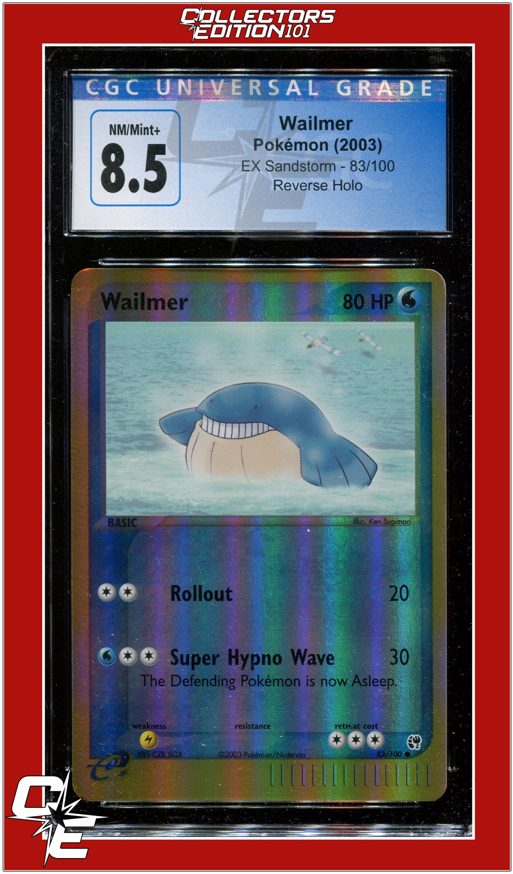 EX Sandstorm Wailmer Reverse Holo 83/100 CGC 8.5