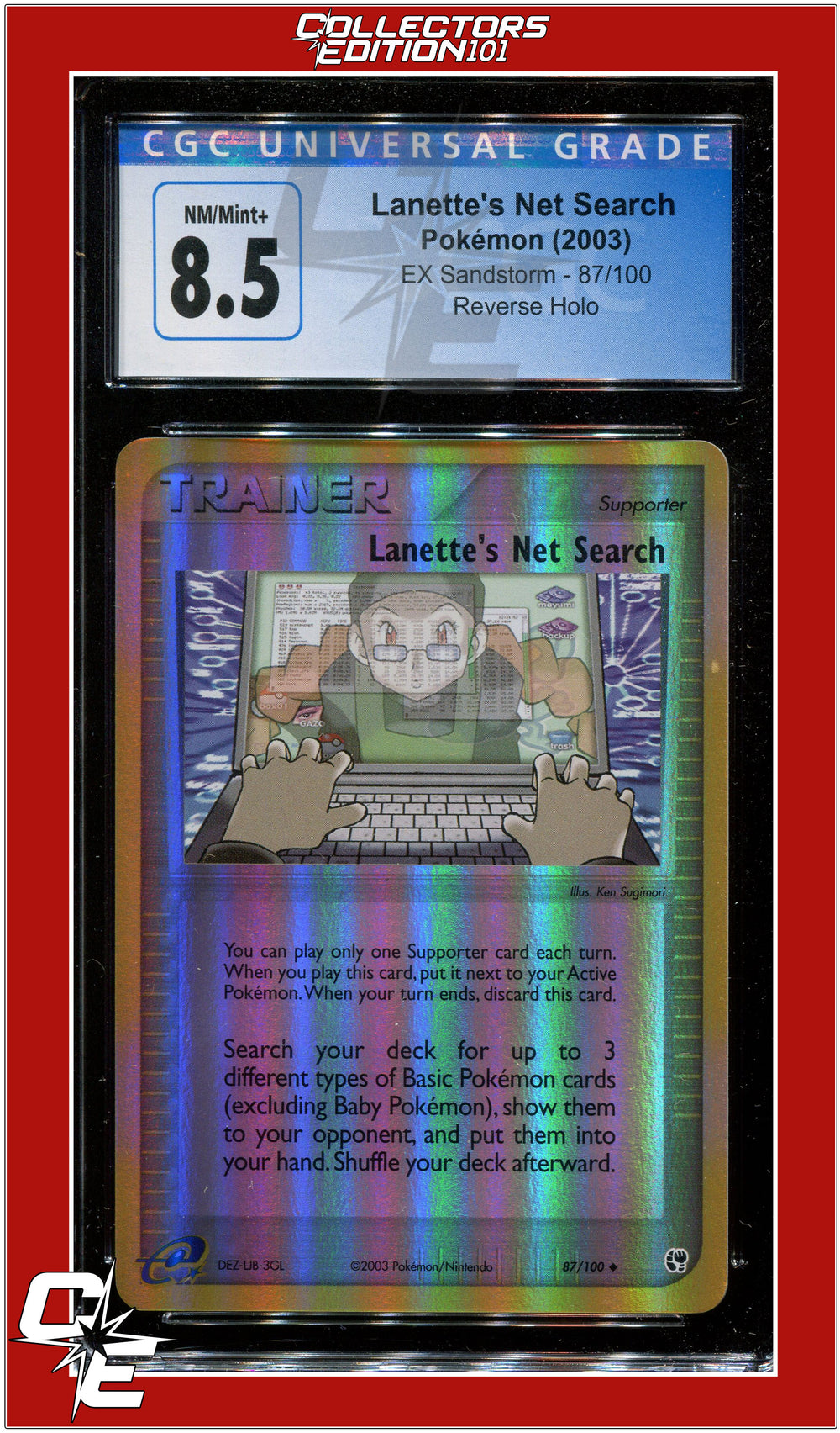 EX Sandstorm Lanette's Net Search Reverse Holo 87/100 CGC 8.5