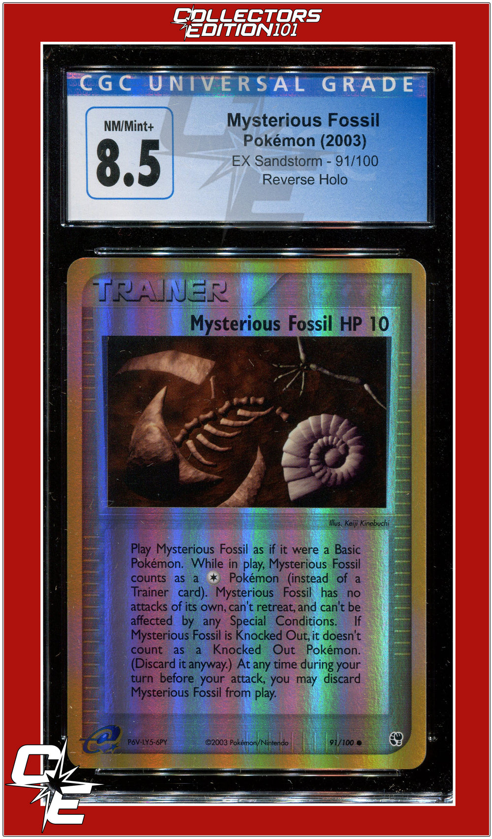 EX Sandstorm Mysterious Fossil Reverse Holo 91/100 CGC 8.5