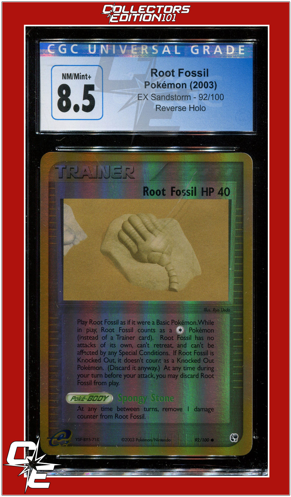 EX Sandstorm Root Fossil Reverse Holo 92/100 CGC 8.5