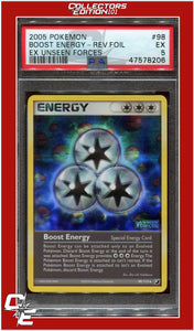 EX Unseen Forces 98 Boost Energy Reverse Foil PSA 5