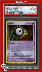 EX Unseen Forces P/28 Unown Holo PSA 8 *SWIRL*