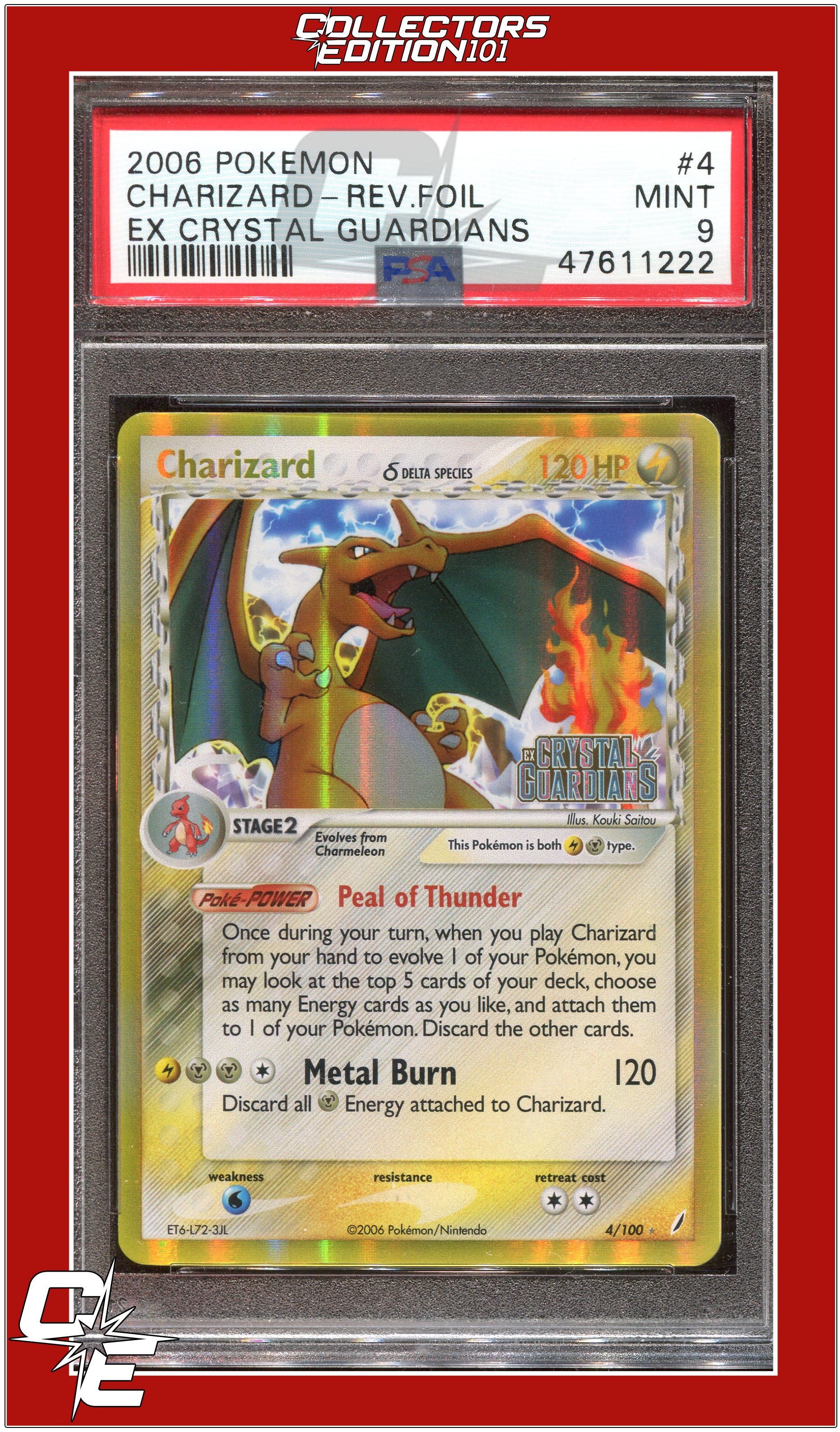 Carta Antiga Pokemon Charizard 4/100 Holo Rare Ex Crystal Guardians  Original Card