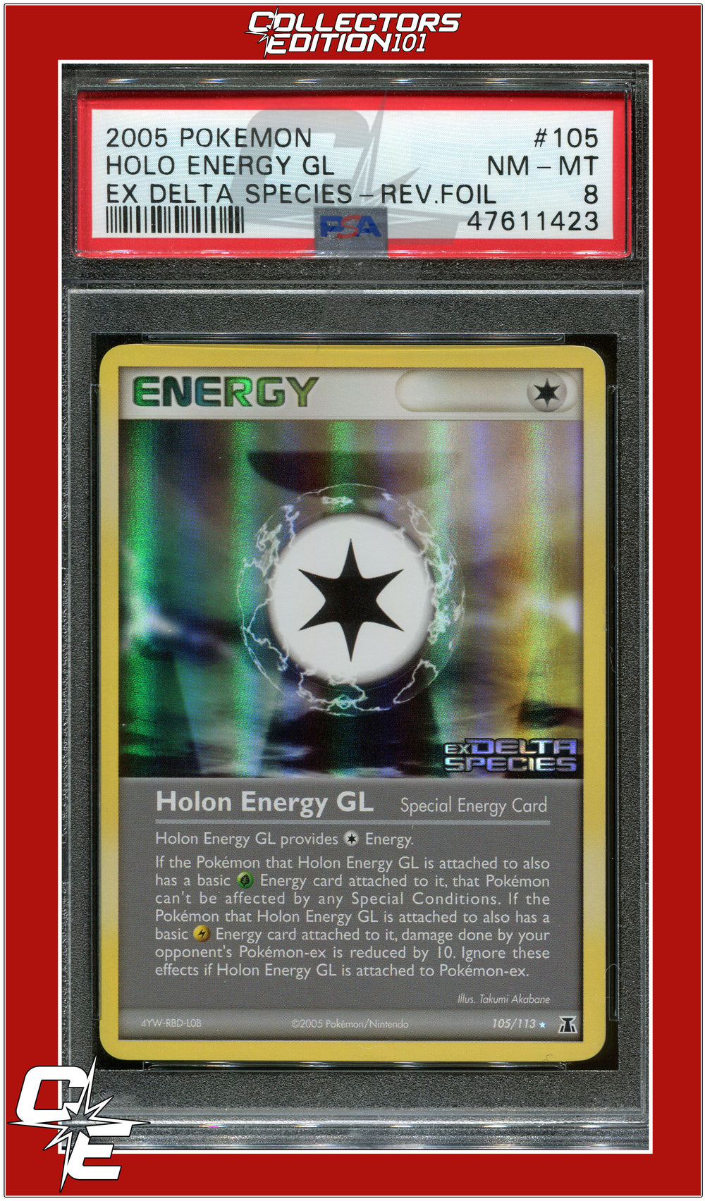 EX Delta Species 105 Holo Energy GL Reverse Foil PSA 8