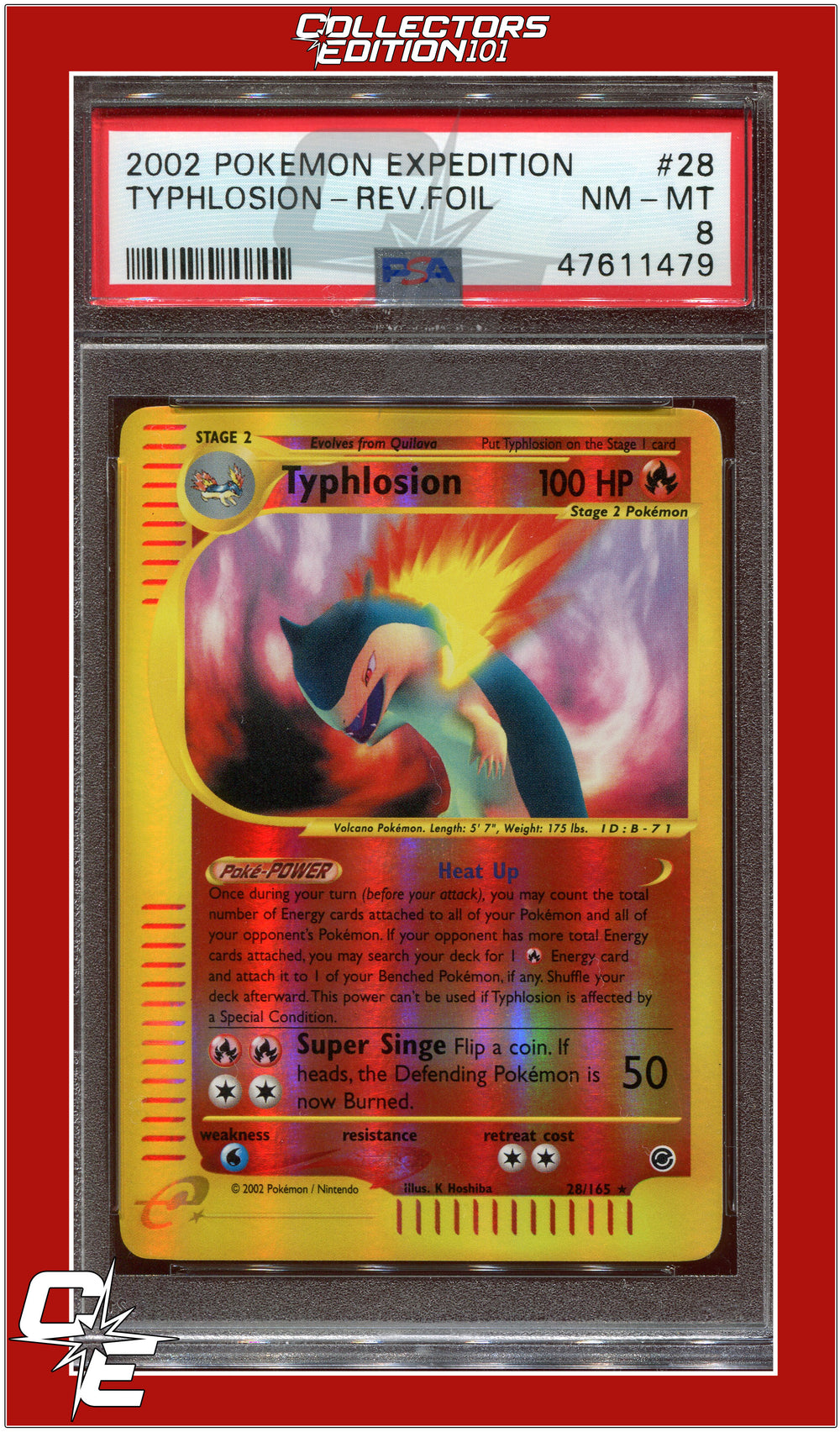 Expedition 28 Typhlosion Reverse Foil PSA 8