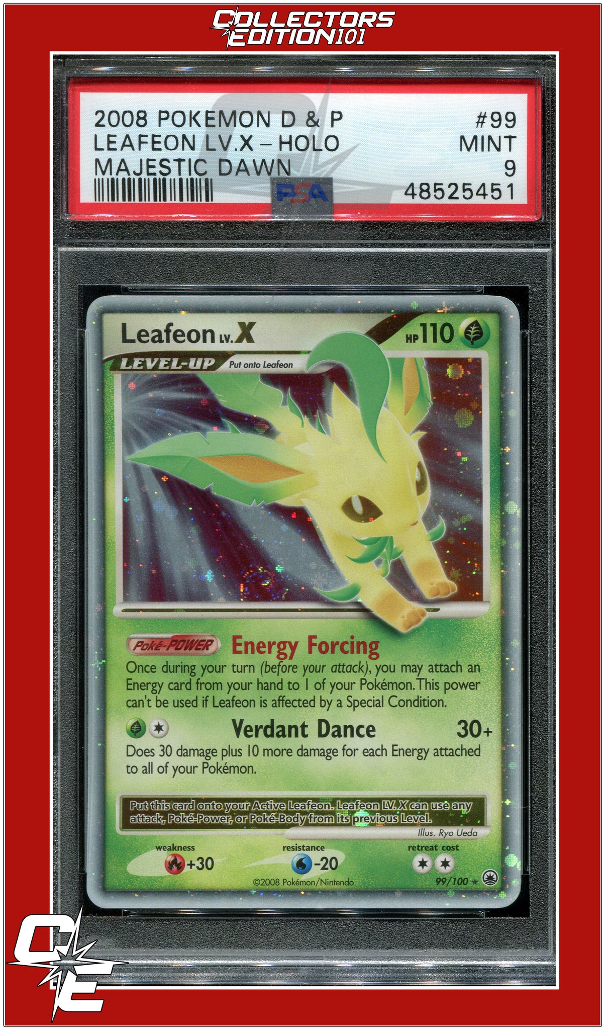 PSA 9 MINT Leafeon LV. X DP Majestic Dawn Pokemon Card