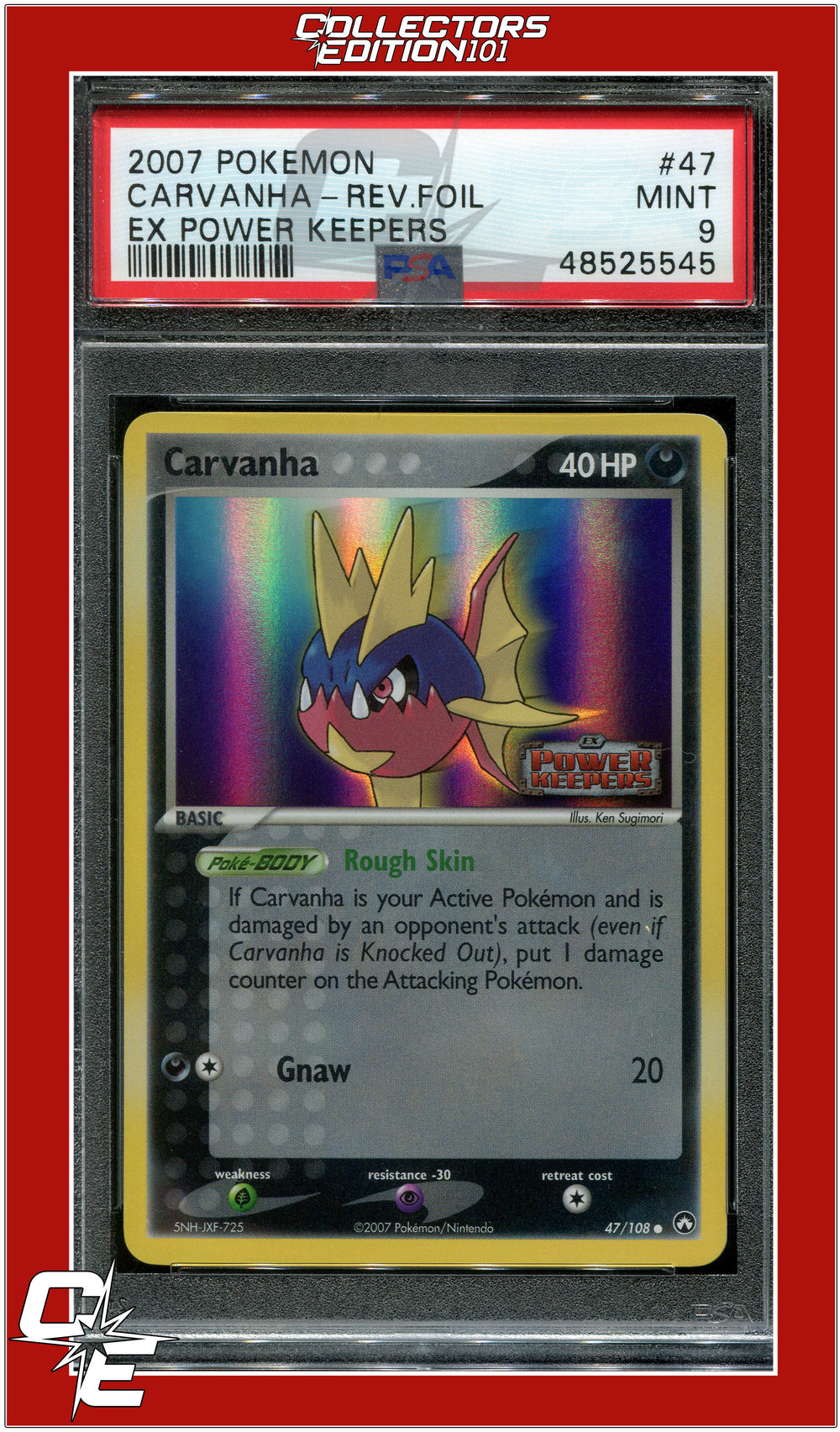 EX Power Keepers 47 Carvanha Reverse Foil PSA 9