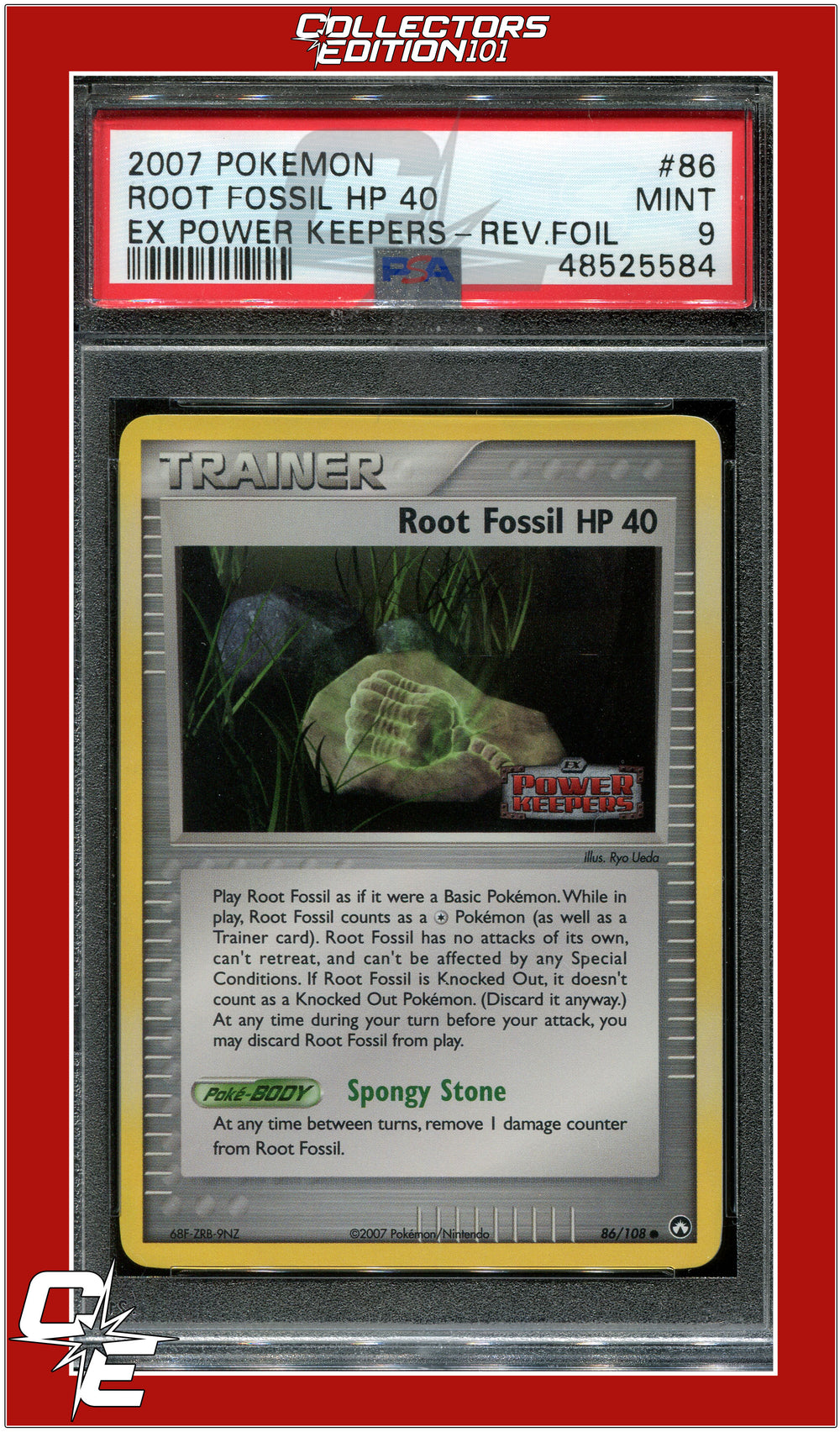 EX Power Keepers 86 Root Fossil HP 40 Reverse Foil PSA 9