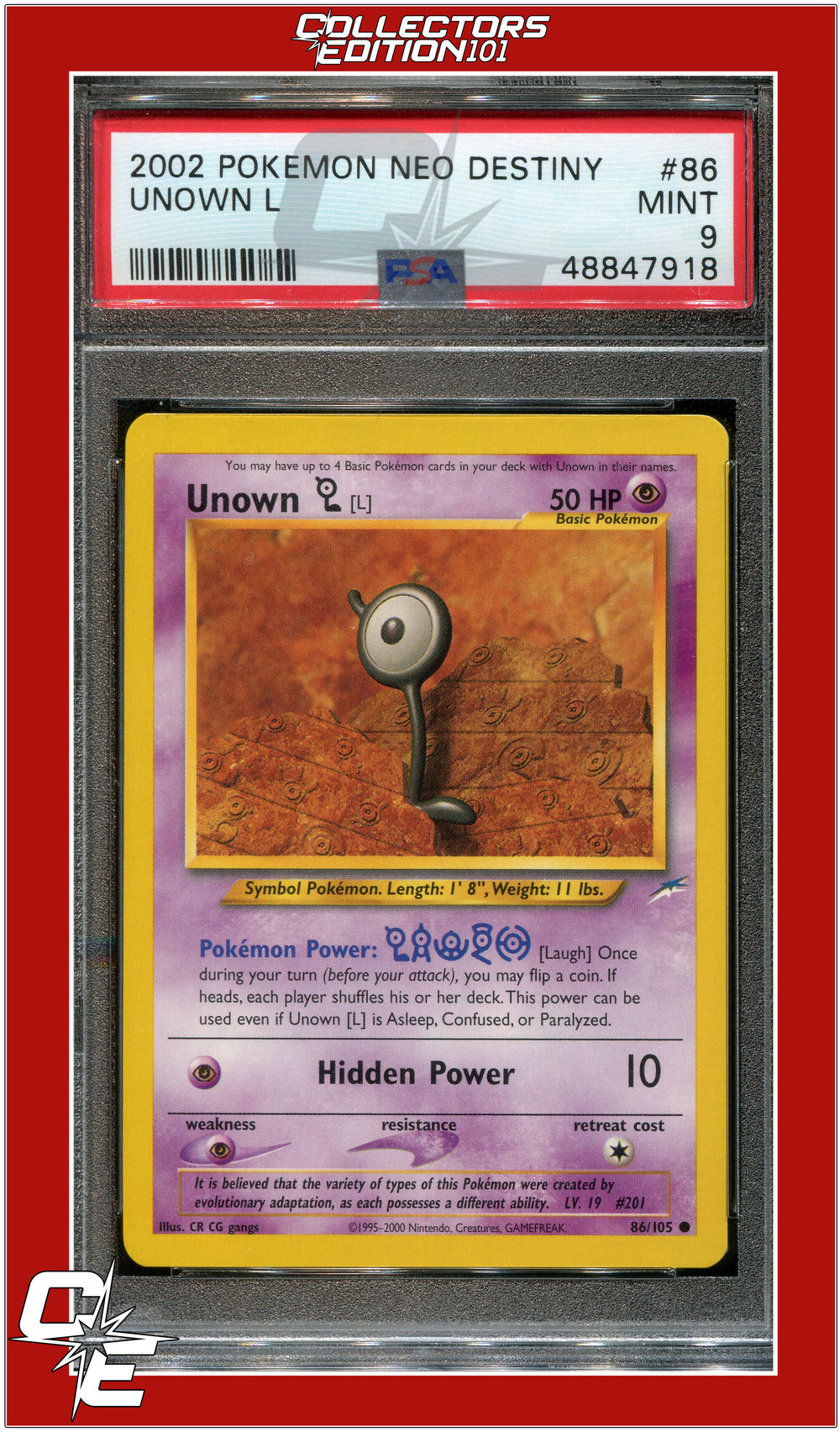 Neo Destiny 86 Unown L PSA 9