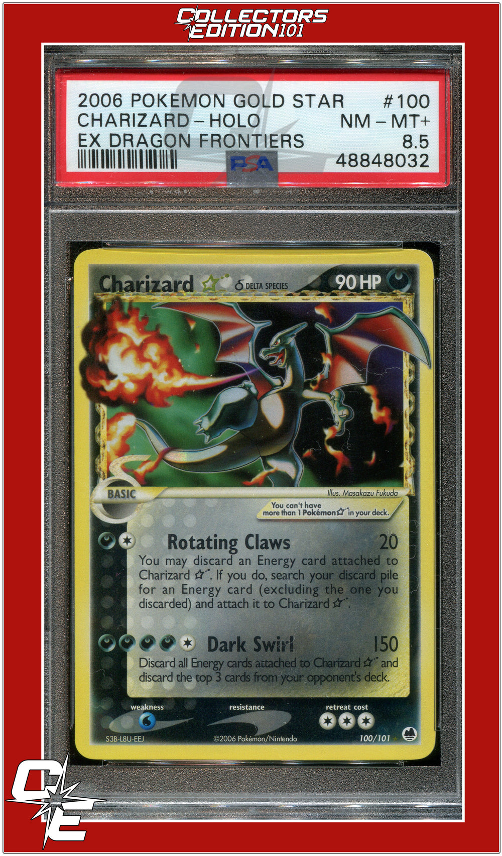 EX Dragon Frontiers 100 Charizard Holo Gold Star PSA 8.5