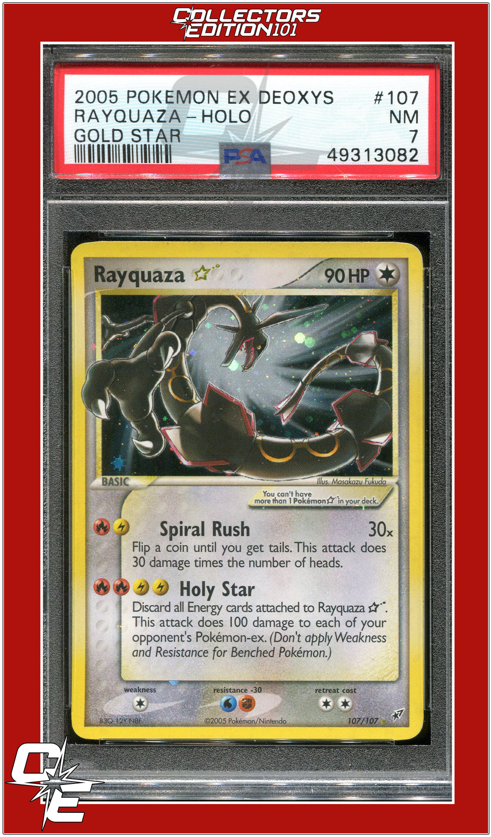 EX Deoxys 107 Rayquaza Holo Gold Star PSA 7