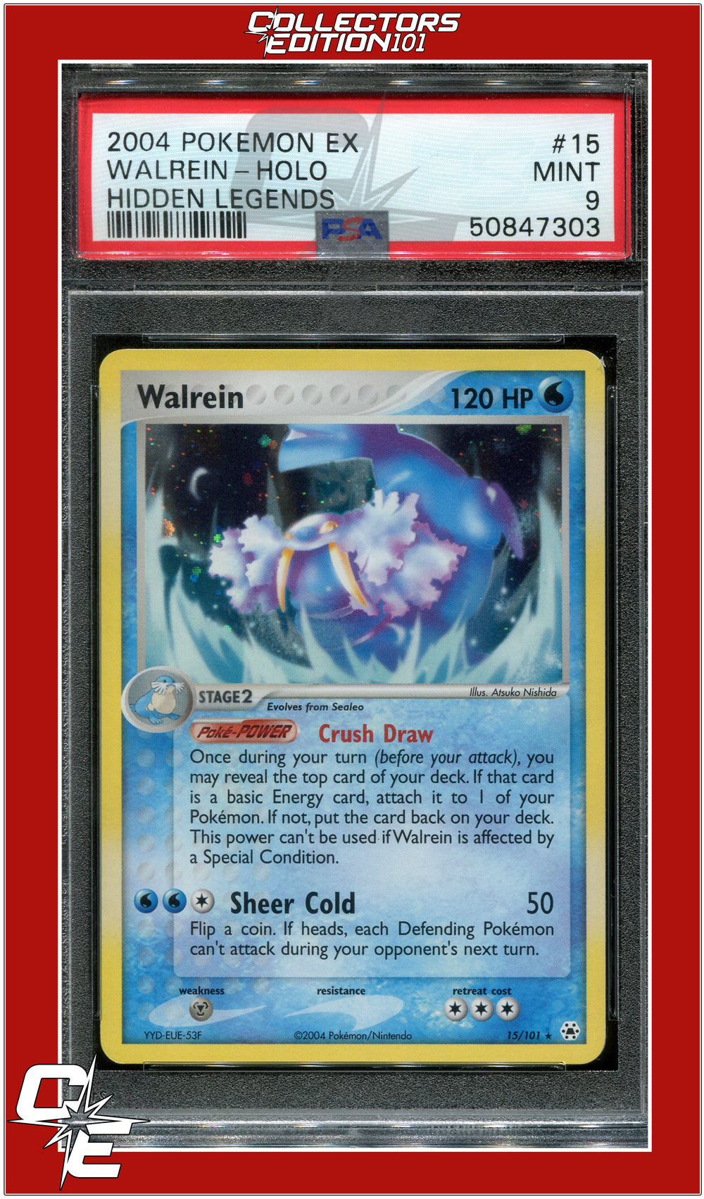 EX Hidden Legends 15 Walrein Holo PSA 9