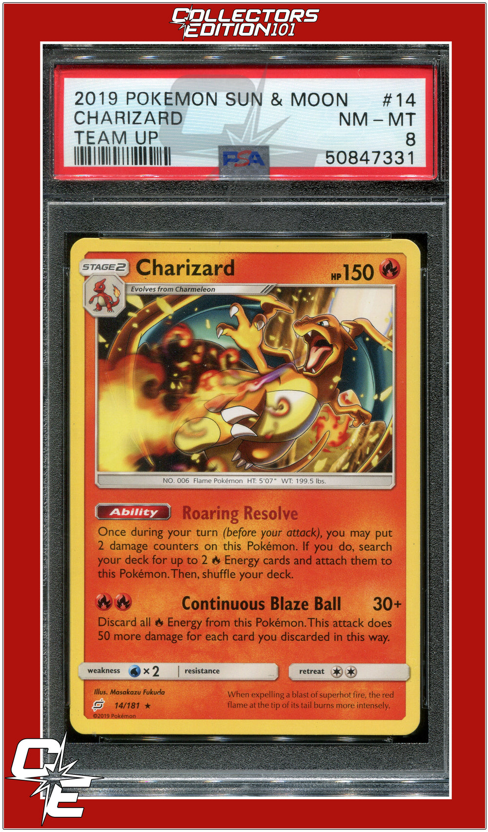 Team Up 14 Charizard PSA 8