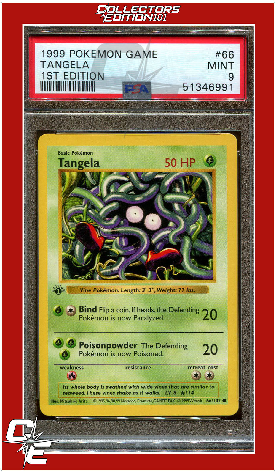 Base Set 66 Tangela 1st Edition PSA 9