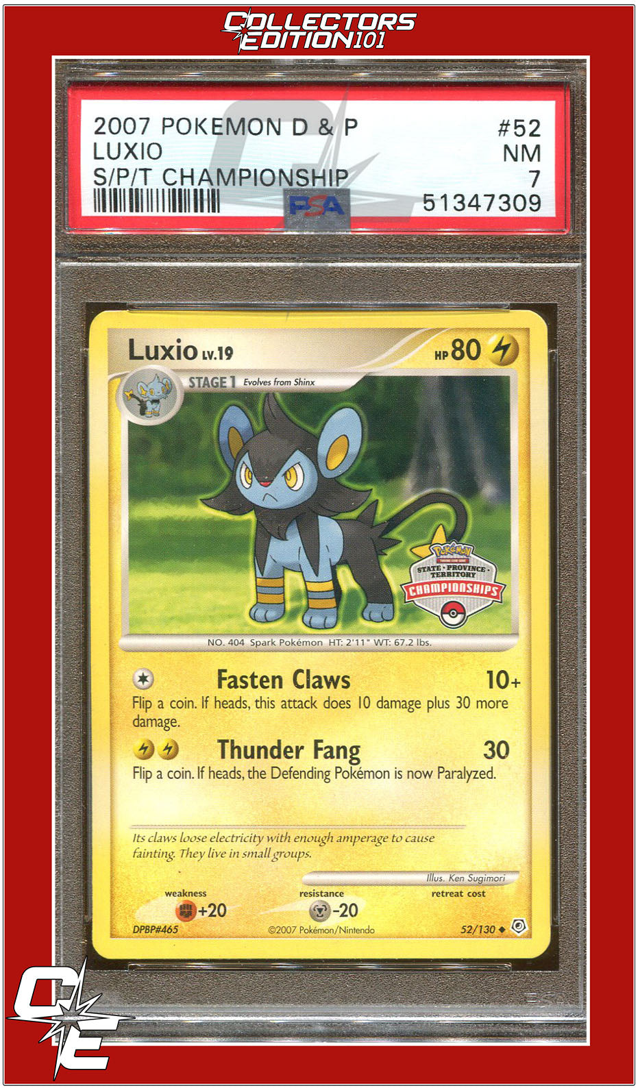 Diamond & Pearl 52 Luxio S/P/T Championship PSA 7