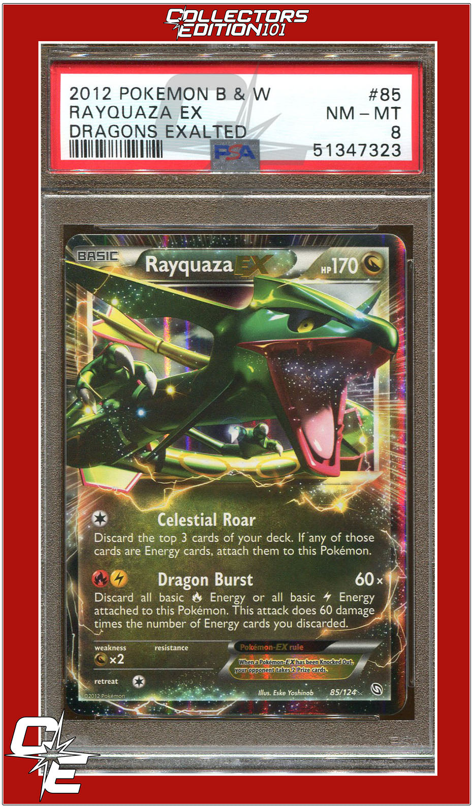 Dragons Exalted 85 Rayquaza EX PSA 8