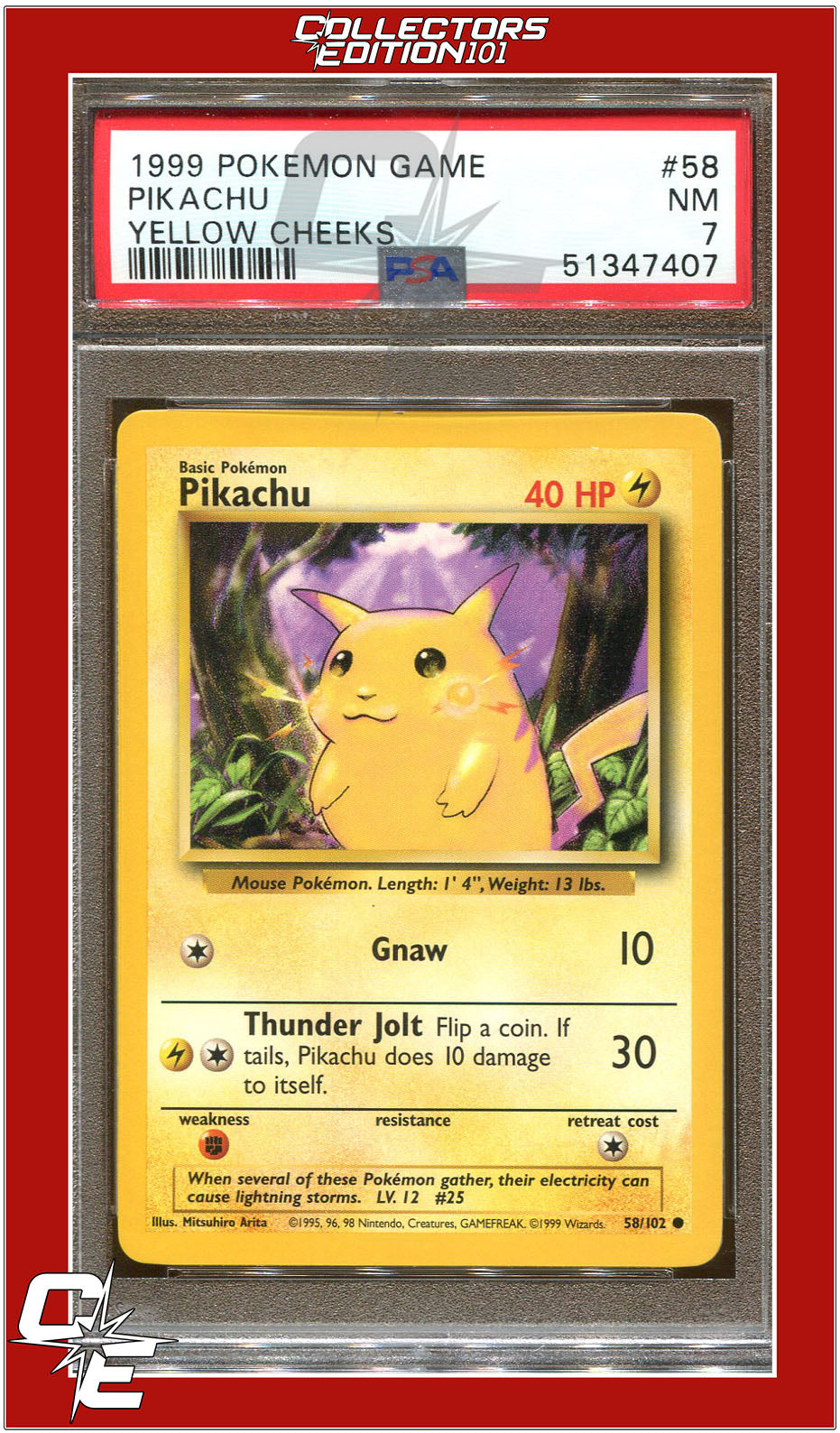 Base Set 58 Pikachu Yellow Cheeks PSA 7