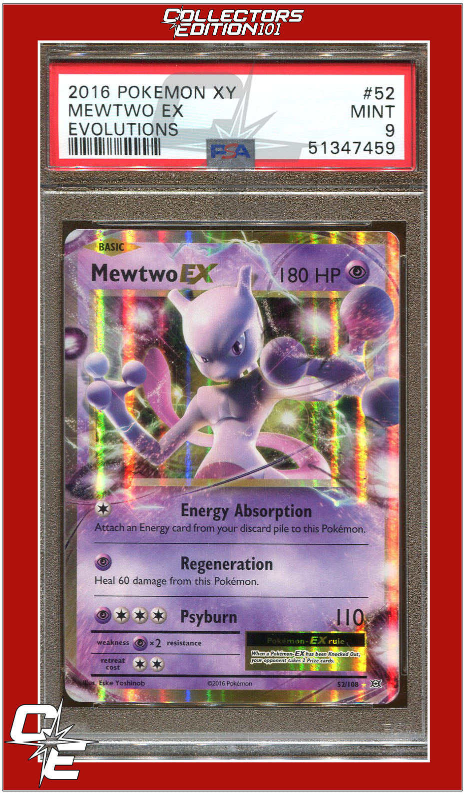 Evolutions 52 Mewtwo EX PSA 9 | Collectors Edition 101 Evolutions 52 Mewtwo EX PSA 9 | Collectors Edition 101