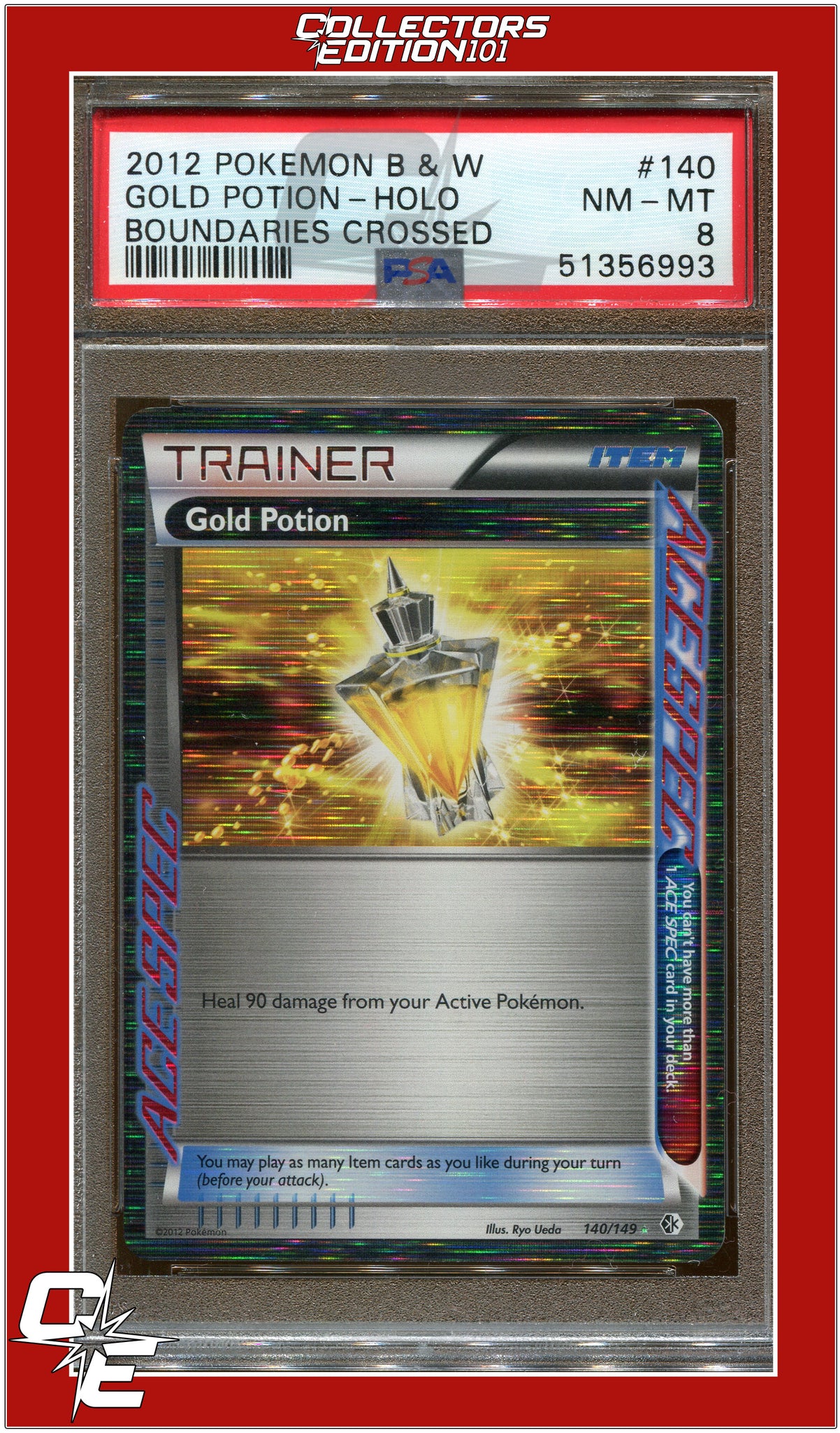 gold potion pokemon card Boundaries Crossed 140 Gold Potion Holo PSA 8