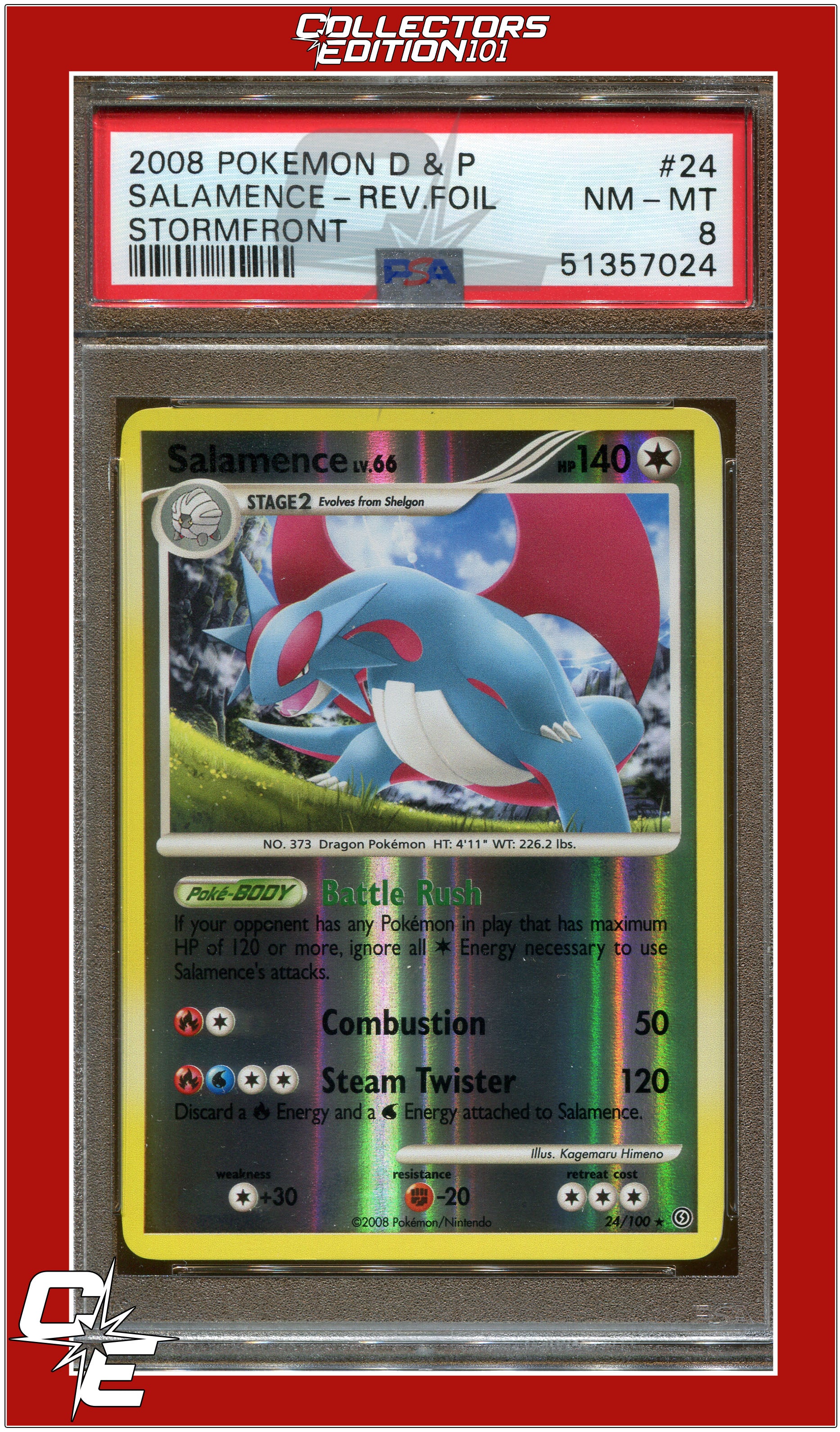 Stormfront 24 Salamence Reverse Foil PSA 8