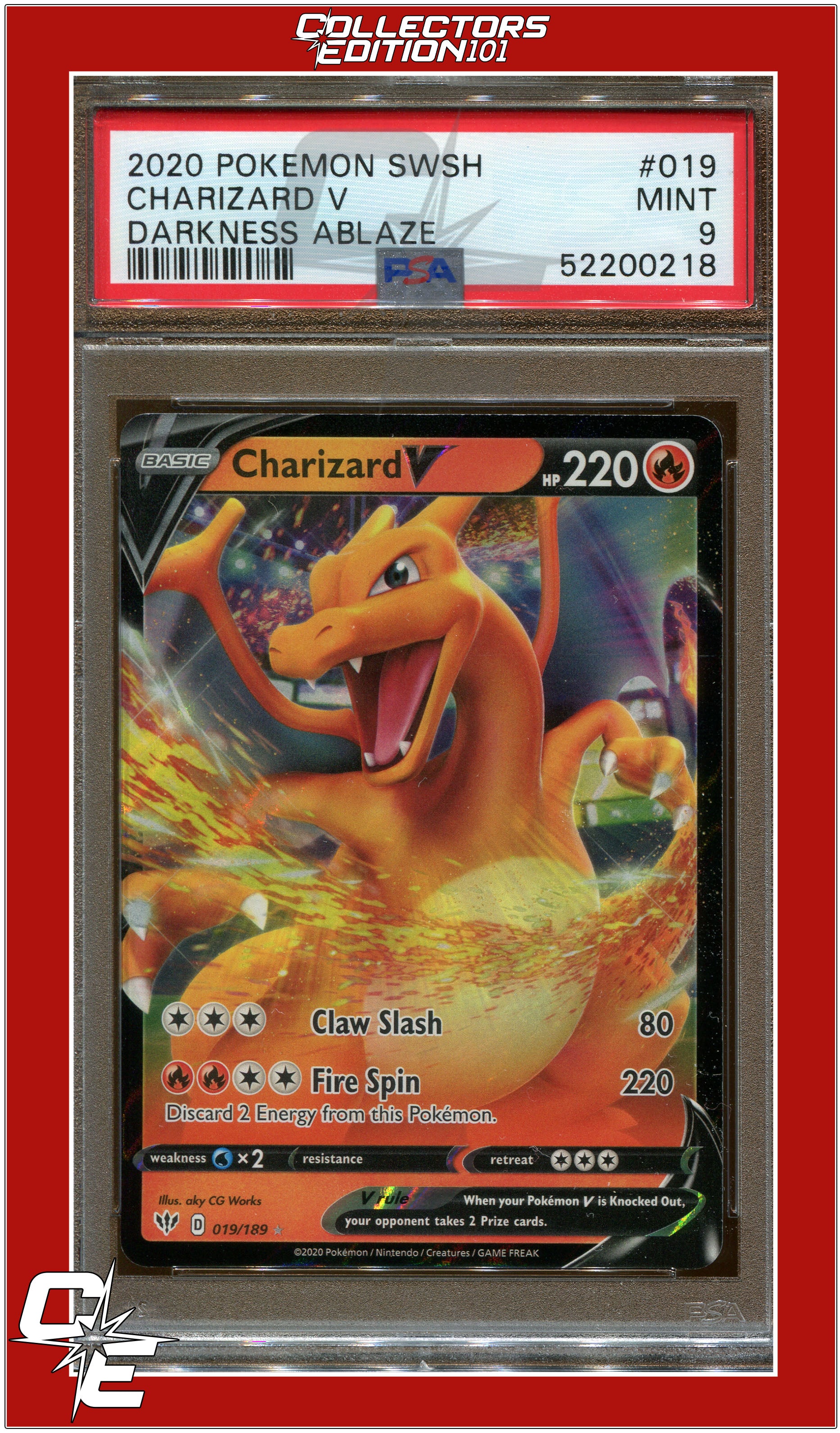 Darkness Ablaze 019 Charizard V PSA 9