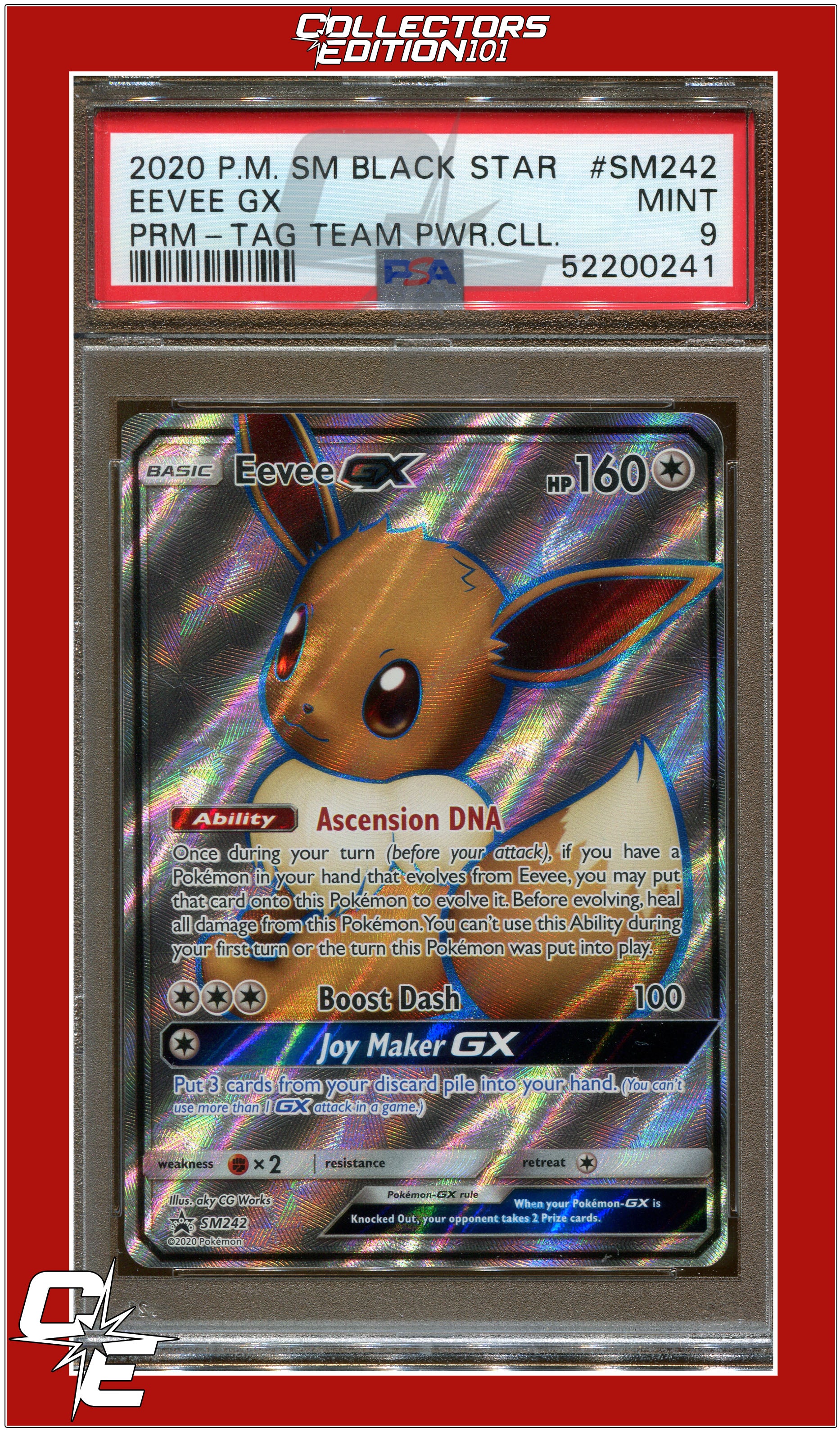 SM Black Star Promo SM242 Eevee GX PSA 9