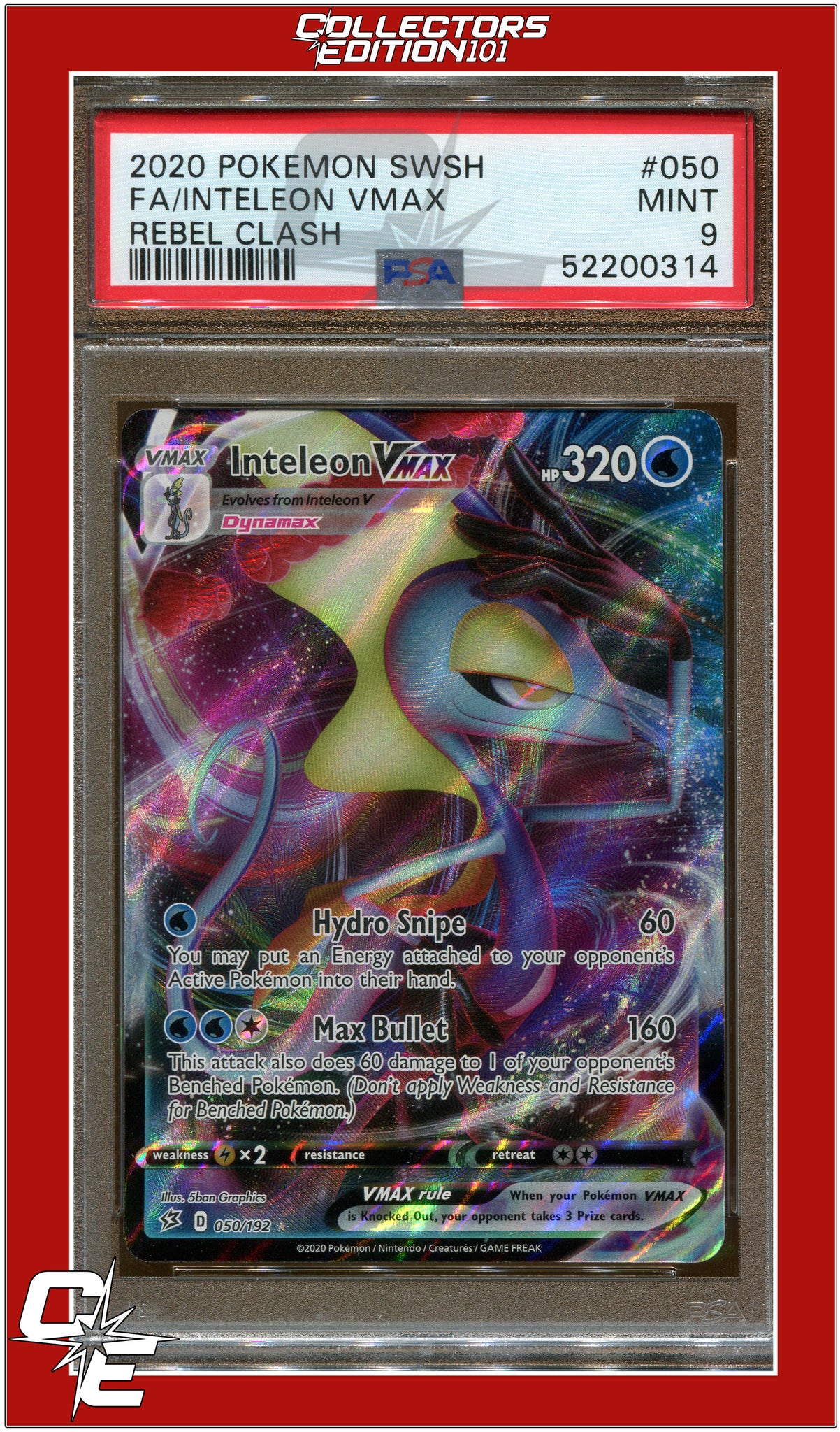 Rebel Clash 050 Full Art Inteleon VMAX PSA 9 | Collectors Edition 101 Rebel Clash 050 Full Art Inteleon VMAX PSA 9 | Collectors Edition 101