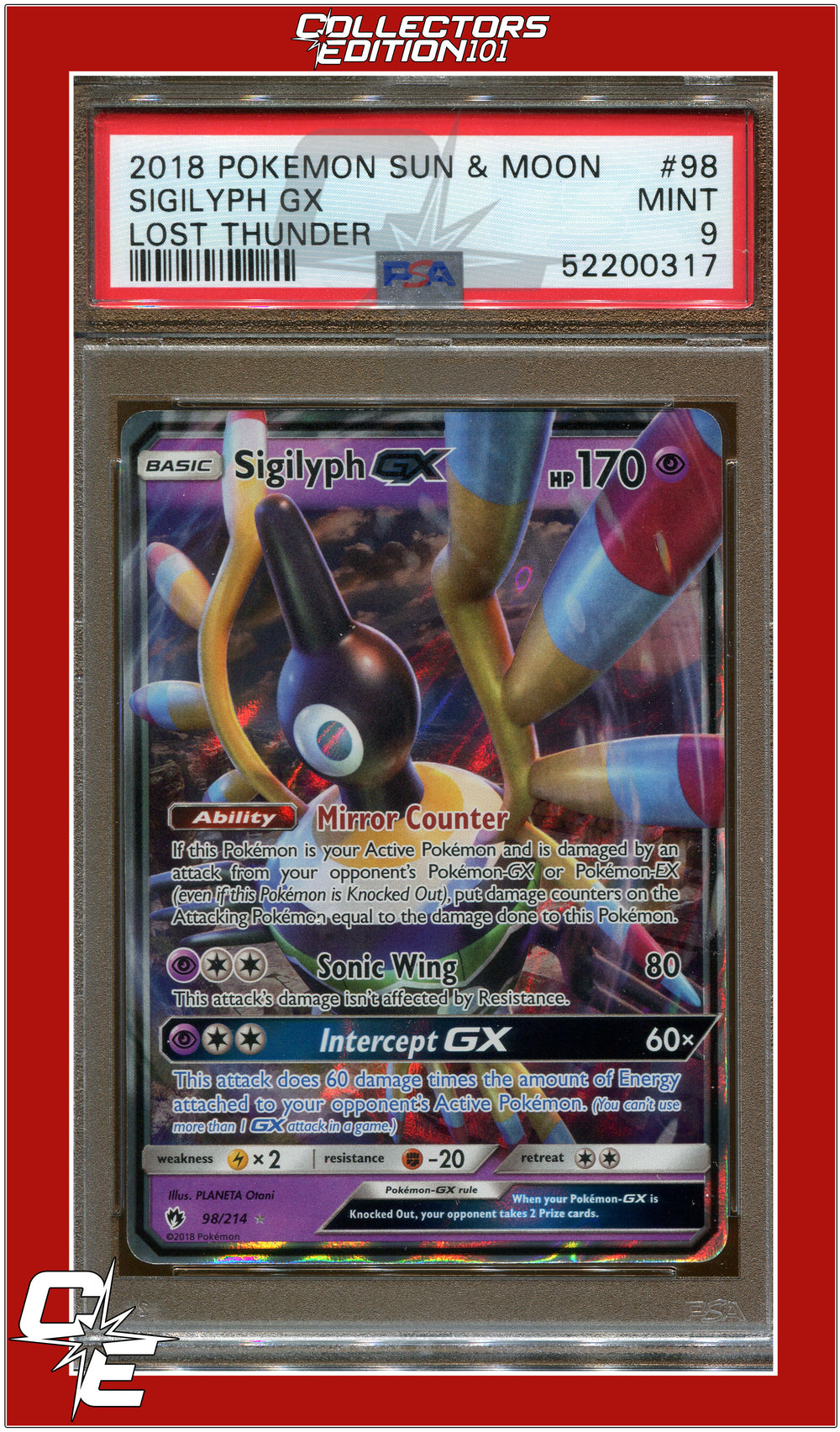 Lost Thunder 98 Sigilyph GX PSA 9