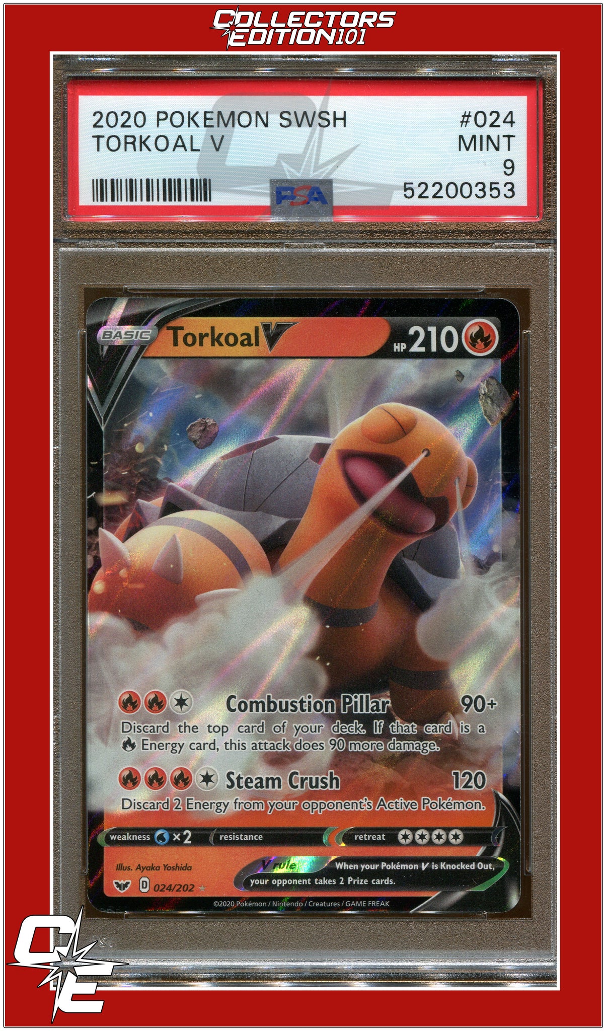 Sword & Shield 024 Torkoal V PSA 9 Sword & Shield 024 Torkoal V PSA 9