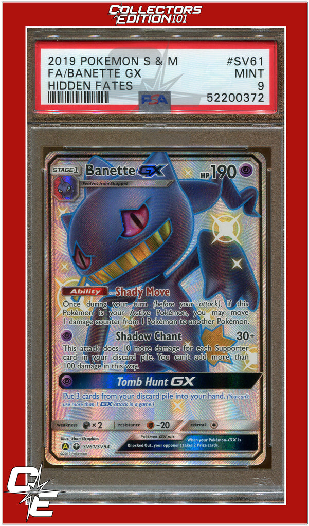 Hidden Fates SV61 Full Art Banette GX PSA 9 | Collectors Edition 101 Hidden Fates SV61 Full Art Banette GX PSA 9 | Collectors Edition 101
