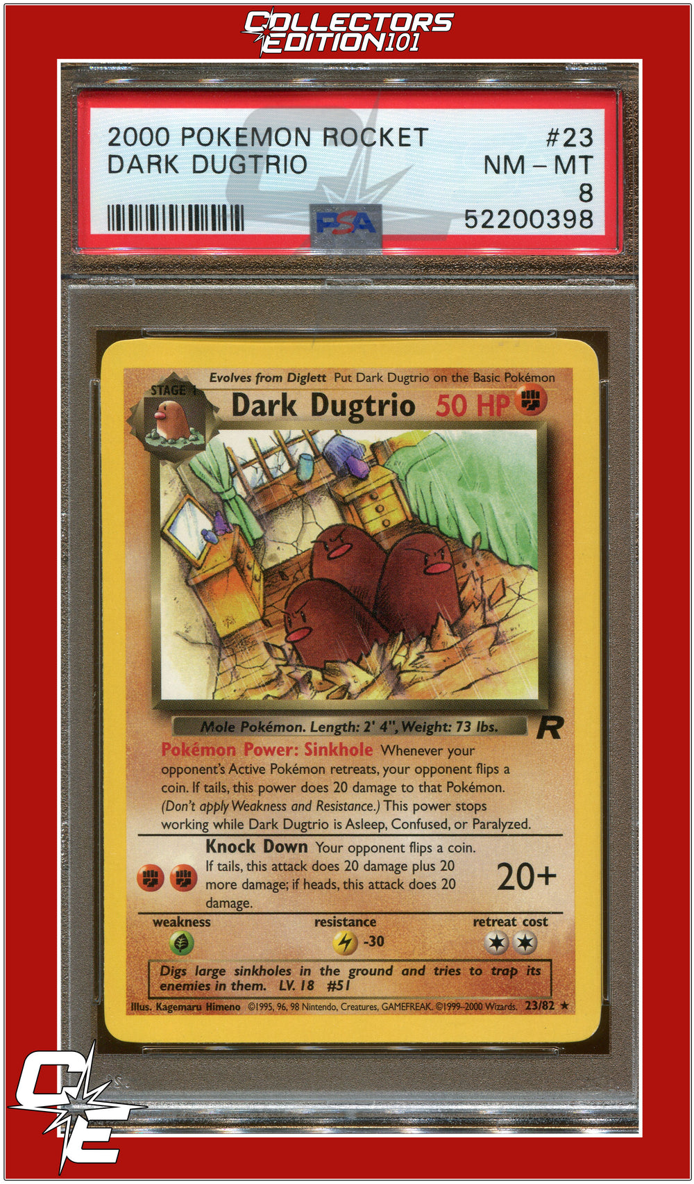 Team Rocket 23 Dark Dugtrio PSA 8