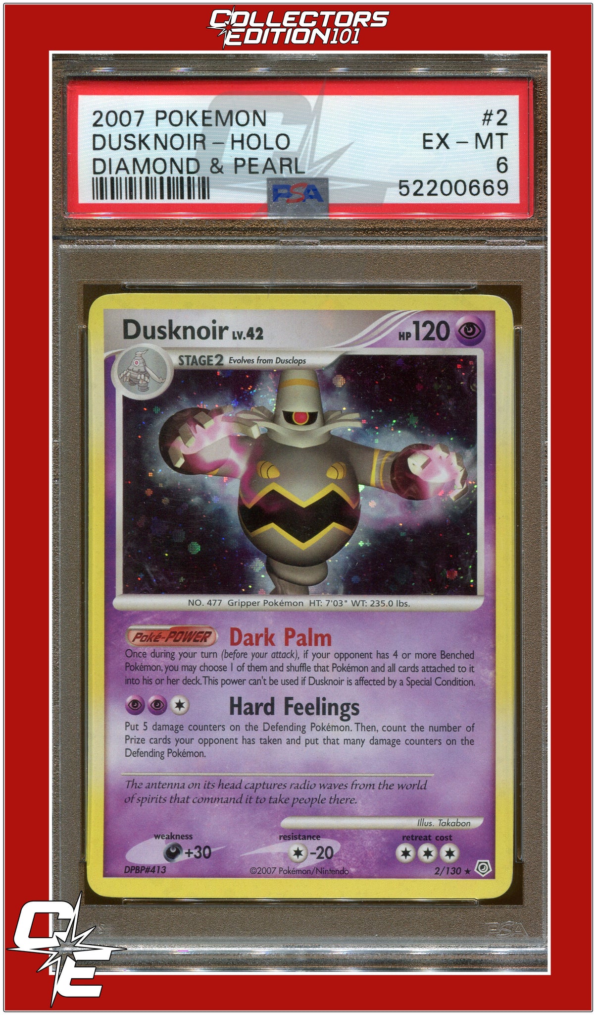 Diamond & Pearl 2 Dusknoir Holo PSA 6 | Collectors Edition 101 Diamond & Pearl 2 Dusknoir Holo PSA 6 | Collectors Edition 101