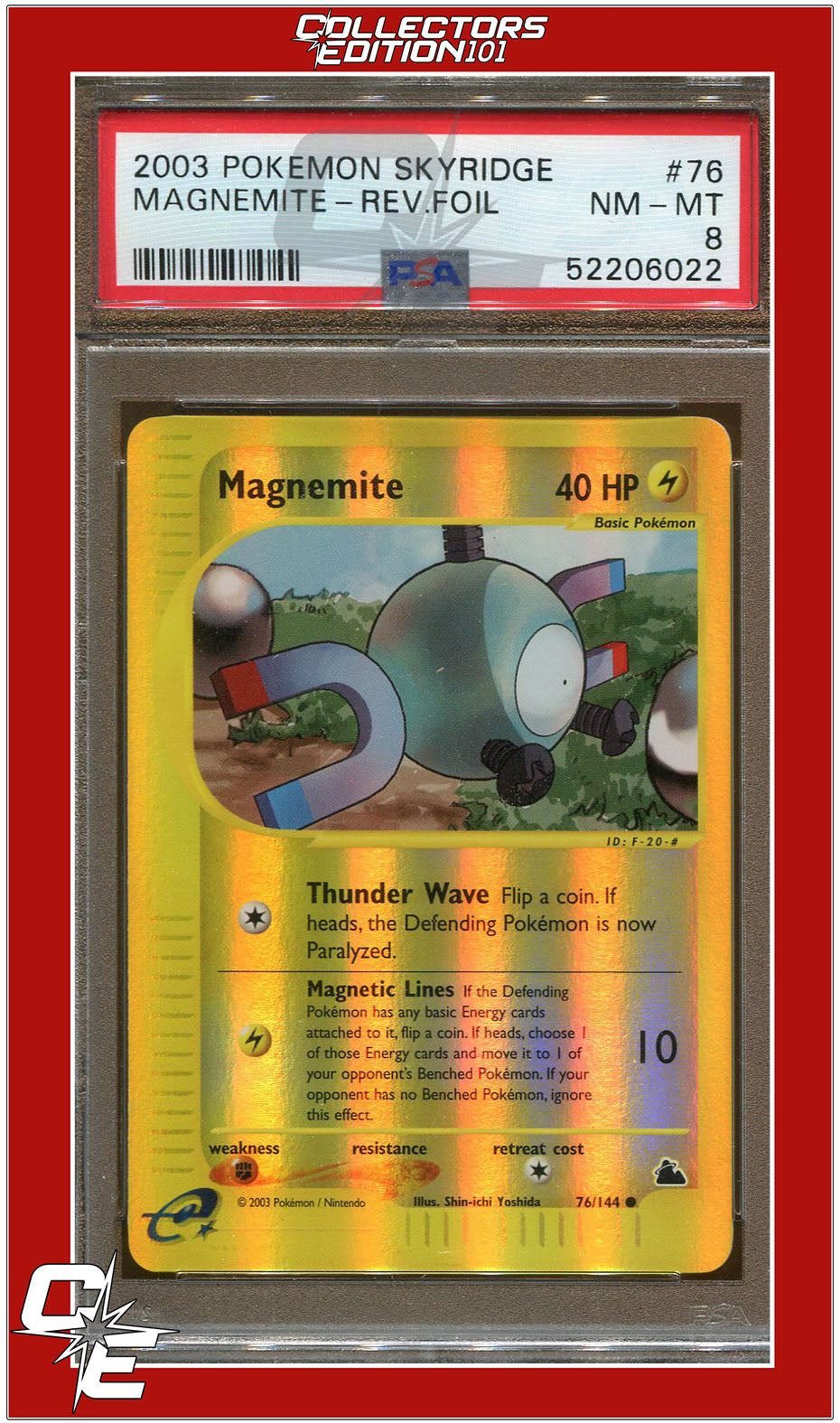 Skyridge 76 Magnemite Reverse Foil PSA 8