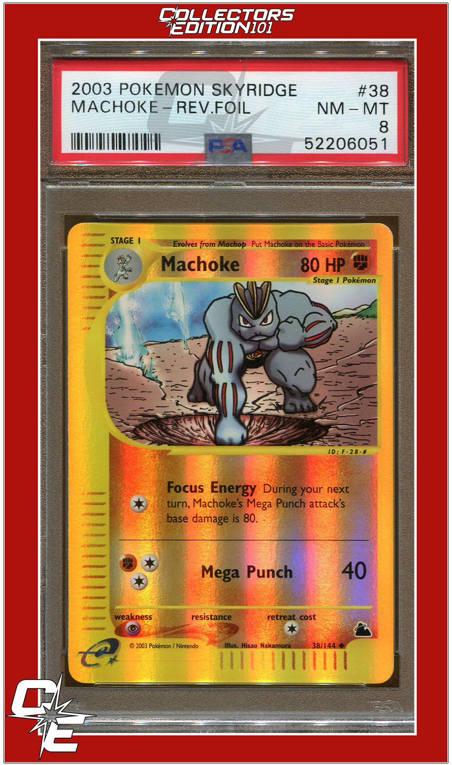 Skyridge 38 Machoke Reverse Foil PSA 8