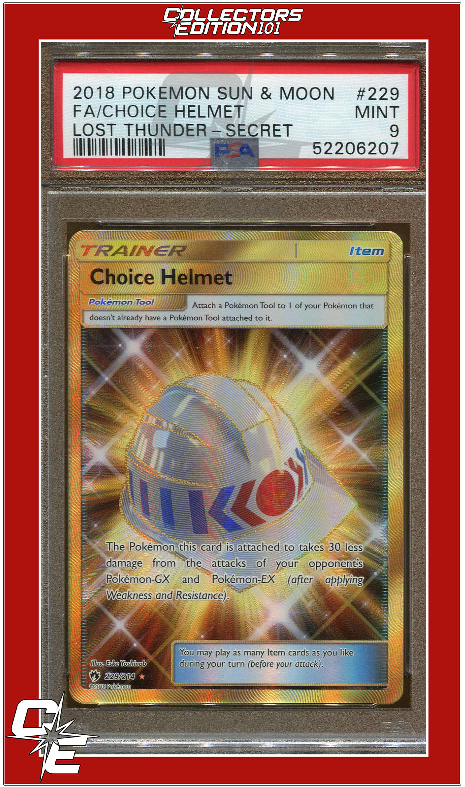 Lost Thunder 229 Full Art Choice Helmet Secret PSA 9