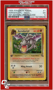 Fossil 1 Aerodactyl Holo 1st Edition Prerelease PSA 5