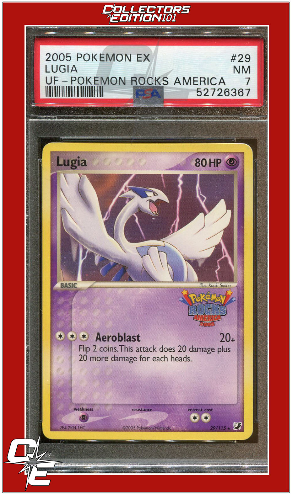 EX Unseen Forces 29 Lugia Pokemon Rocks America PSA 7