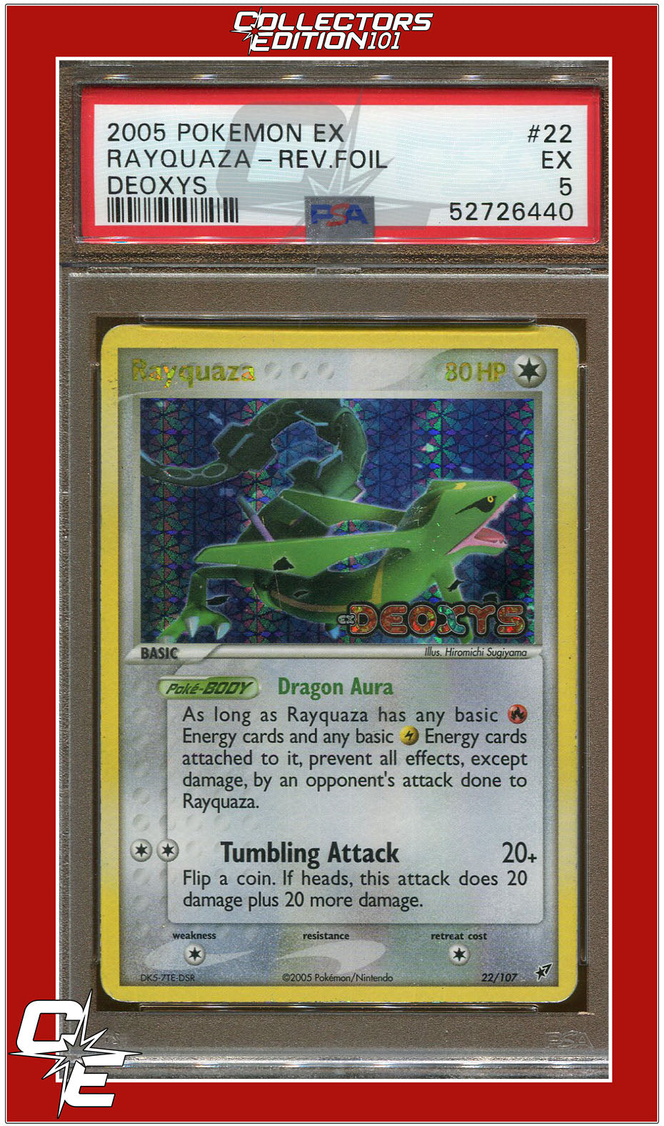 EX Deoxys 22 Rayquaza Reverse Foil PSA 5