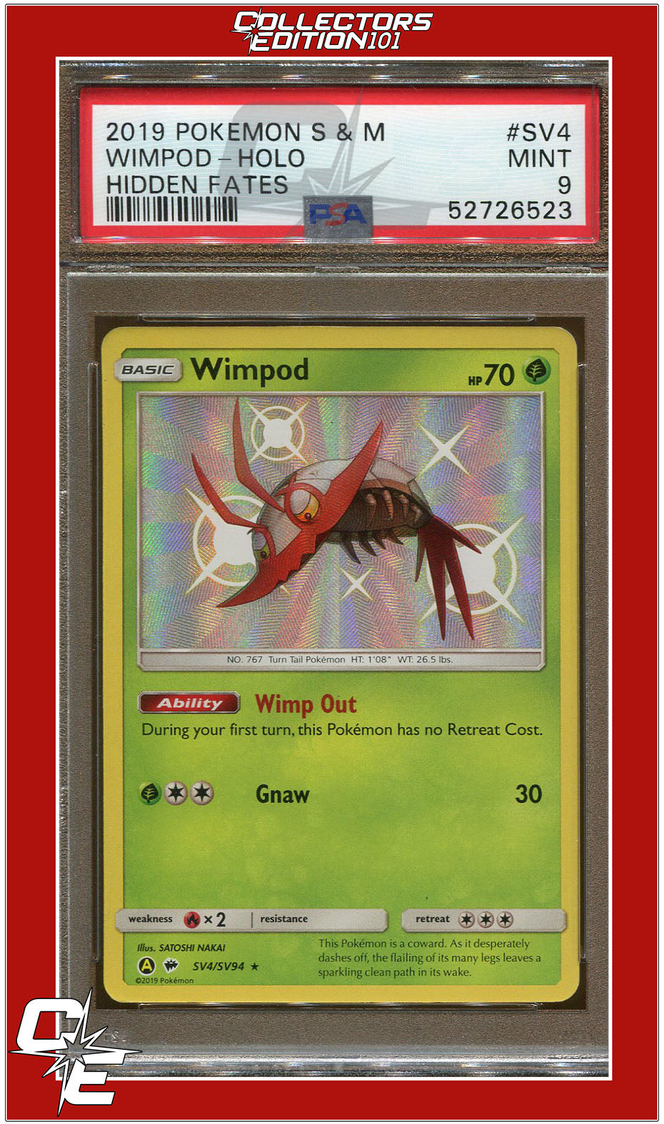 Hidden Fates SV4 Wimpod Holo PSA 9