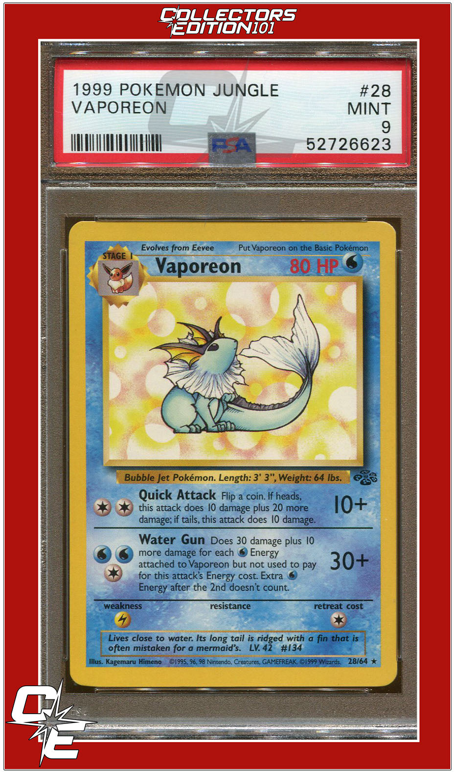 Vaporeon Jungle selling CGC 9