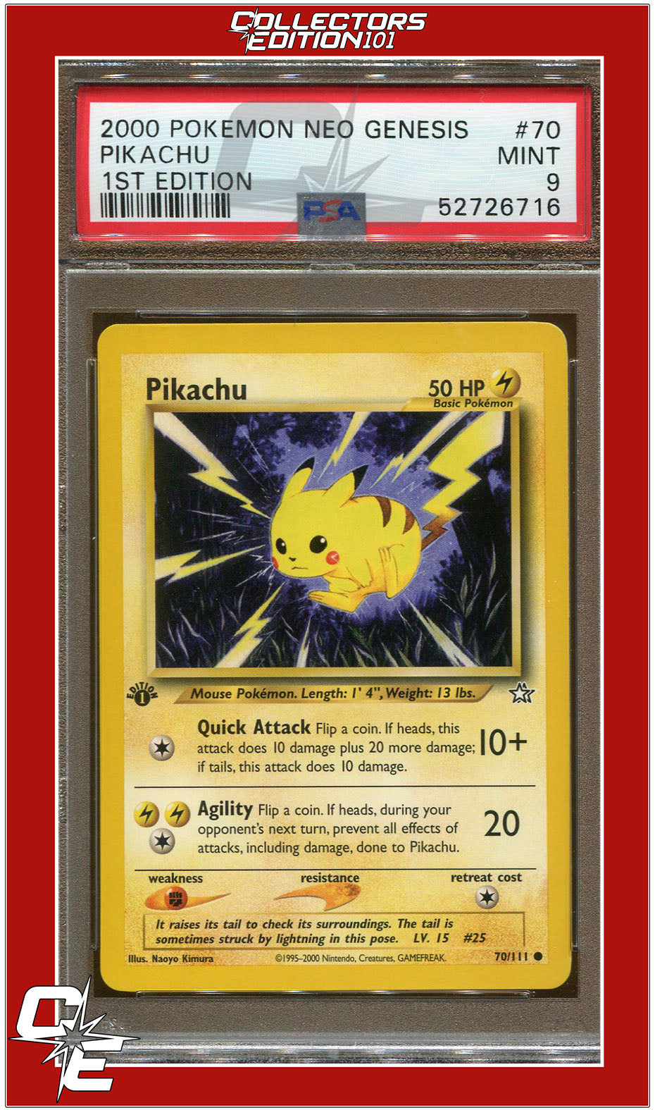 Neo Genesis 1st Edition 70 Pikachu PSA 9