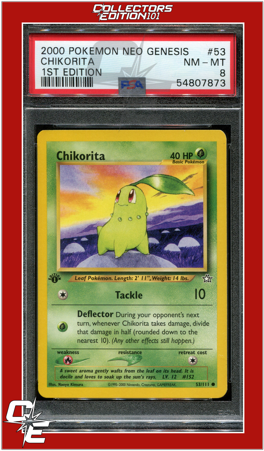 Neo Genesis 1st Edition 53 Chikorita PSA 8