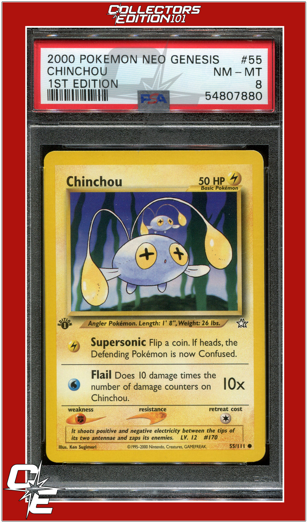 Neo Genesis 1st Edition 55 Chinchou PSA 8