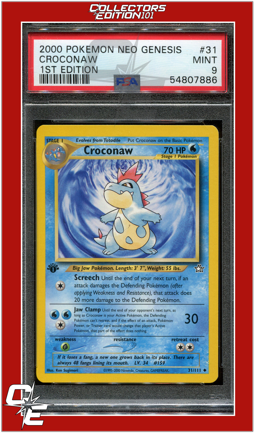 Neo Genesis 1st Edition 31 Croconaw PSA 9